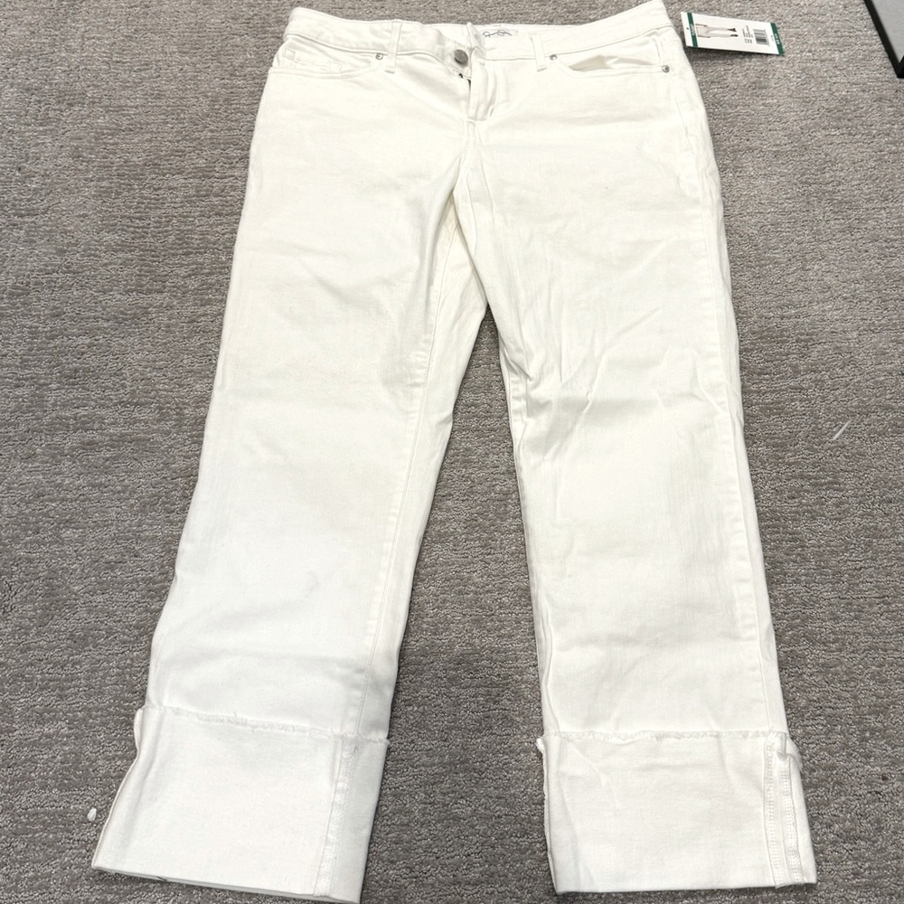 Women's Jessica Simpson Midrise Cuffed White Jeans Size 12/32
